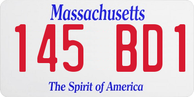 MA license plate 145BD1