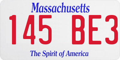 MA license plate 145BE3