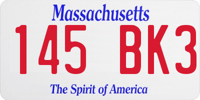MA license plate 145BK3