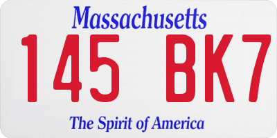 MA license plate 145BK7