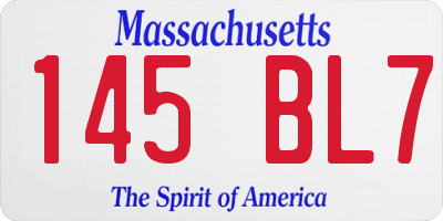 MA license plate 145BL7