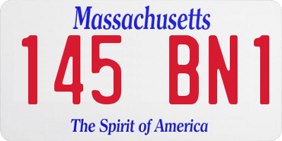 MA license plate 145BN1