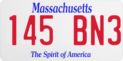 MA license plate 145BN3