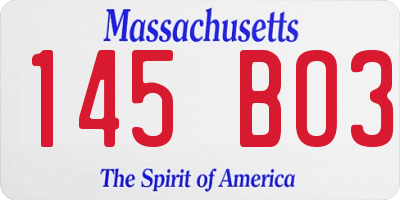 MA license plate 145BO3