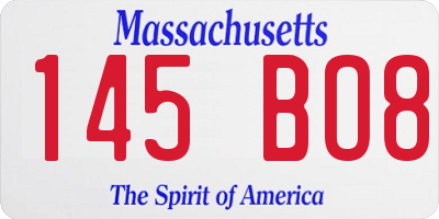 MA license plate 145BO8