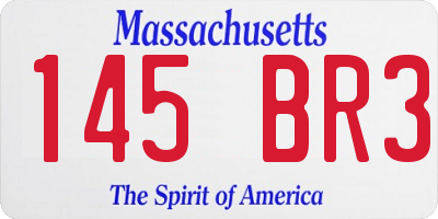 MA license plate 145BR3