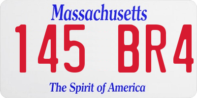 MA license plate 145BR4