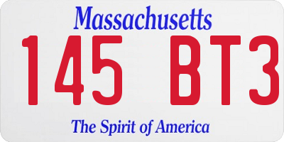 MA license plate 145BT3