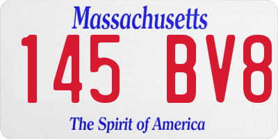 MA license plate 145BV8