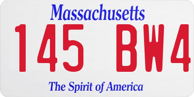 MA license plate 145BW4