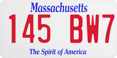 MA license plate 145BW7