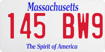 MA license plate 145BW9