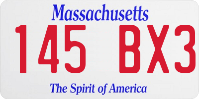MA license plate 145BX3