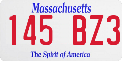 MA license plate 145BZ3