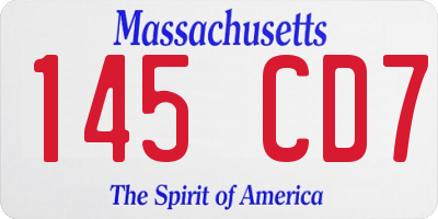 MA license plate 145CD7