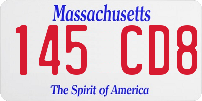 MA license plate 145CD8