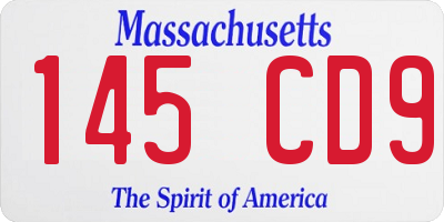 MA license plate 145CD9