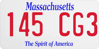 MA license plate 145CG3