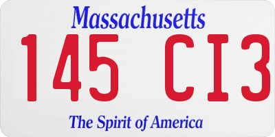 MA license plate 145CI3
