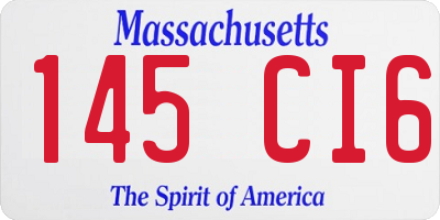 MA license plate 145CI6