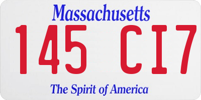 MA license plate 145CI7