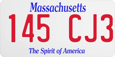 MA license plate 145CJ3