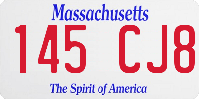 MA license plate 145CJ8