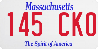 MA license plate 145CK0