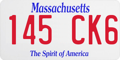 MA license plate 145CK6