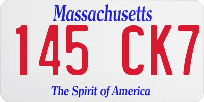 MA license plate 145CK7
