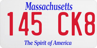 MA license plate 145CK8