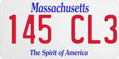 MA license plate 145CL3
