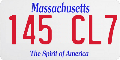 MA license plate 145CL7