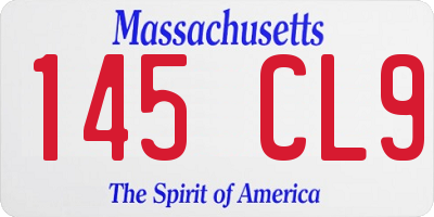 MA license plate 145CL9