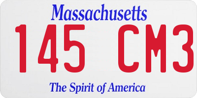 MA license plate 145CM3