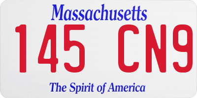 MA license plate 145CN9