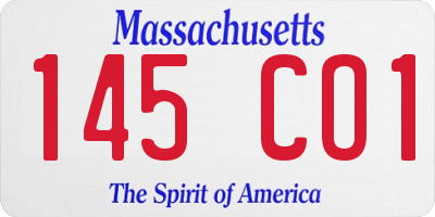 MA license plate 145CO1