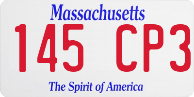 MA license plate 145CP3