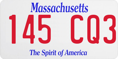 MA license plate 145CQ3