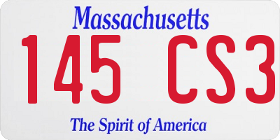 MA license plate 145CS3