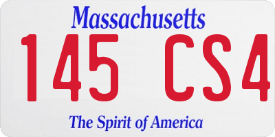 MA license plate 145CS4