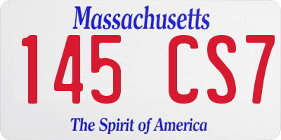 MA license plate 145CS7