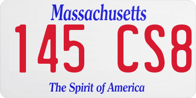 MA license plate 145CS8
