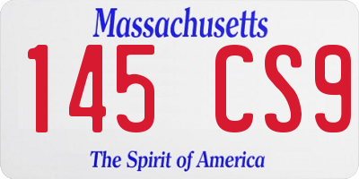 MA license plate 145CS9