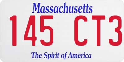 MA license plate 145CT3