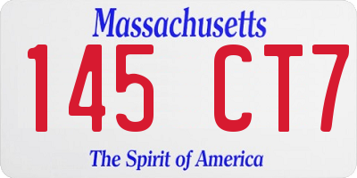 MA license plate 145CT7