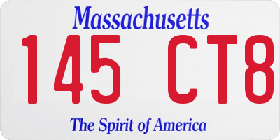 MA license plate 145CT8