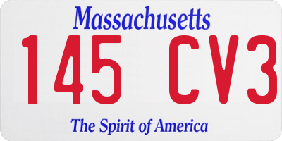 MA license plate 145CV3