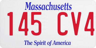 MA license plate 145CV4
