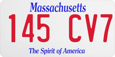 MA license plate 145CV7